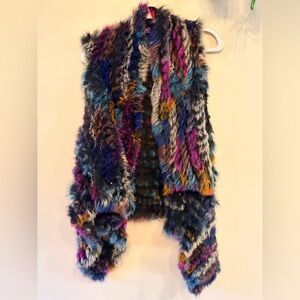 EMILIO PEPE Italy Genuine Rabbit Hair Multicolor Vest